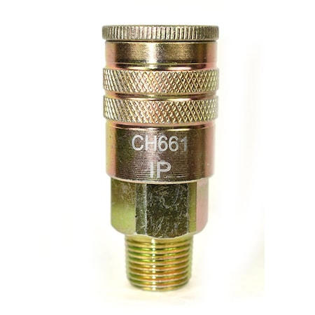 Interstate Pneumatics 3/8 Inch Industrial Steel Coupler x 3/8 Inch Male NPT CH661